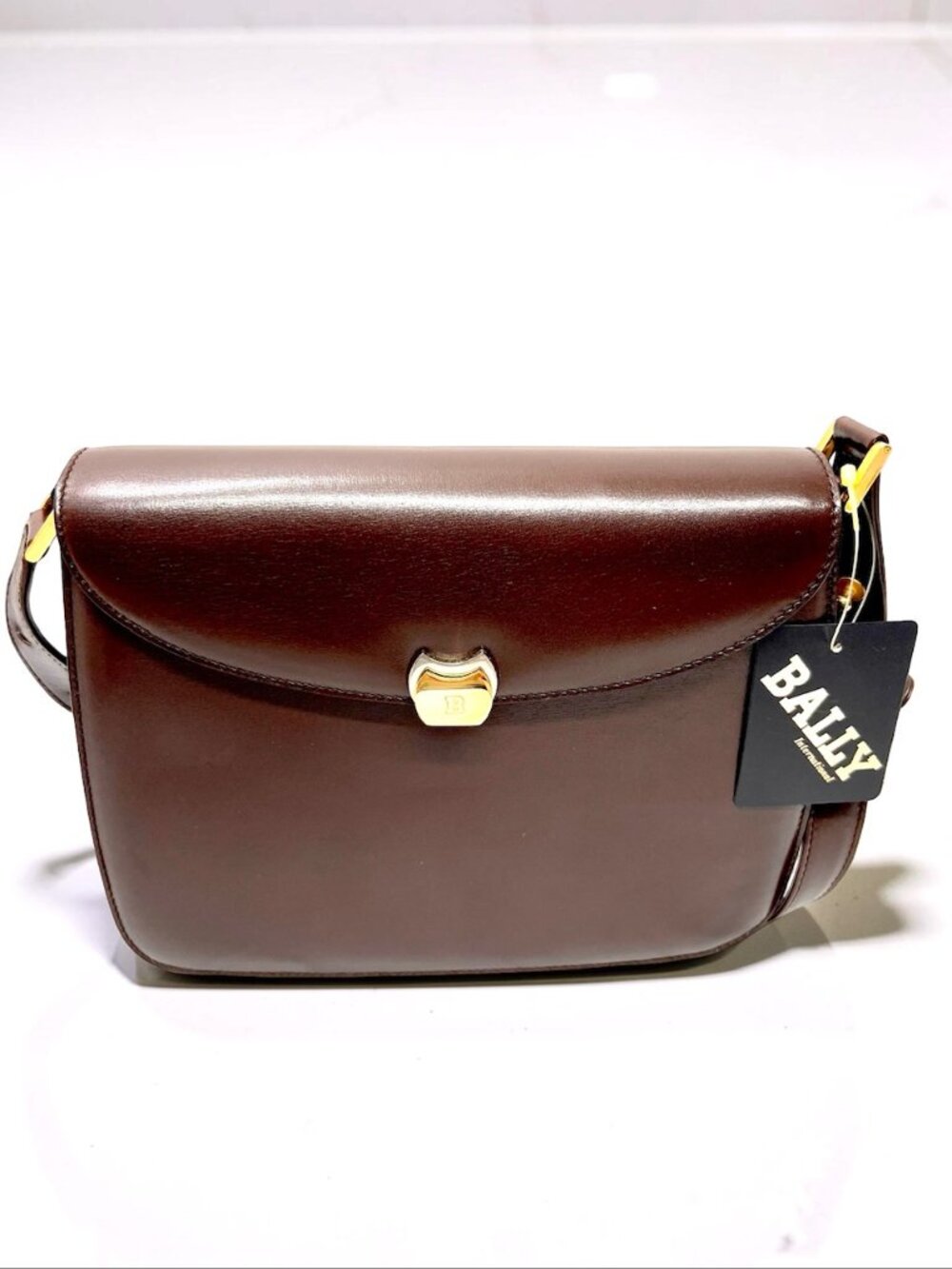NEW Classic Evening Bally Shoulder Bag Brown Leather +100% Silk Scarf(9 - Picture 13 of 16